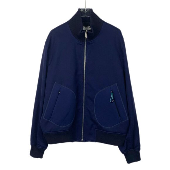 Givenchy Paris Blue Wool Zipper Jacket Stand-Up Collar Size 50 L - Picture 1 of 6